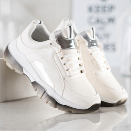 SHELOVET Zapatillas de cuero ecológico blancas blanco 4