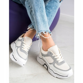 SHELOVET Zapatillas deportivas cómodas blanco marrón 1