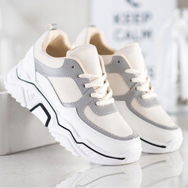 SHELOVET Zapatillas deportivas cómodas blanco marrón 2