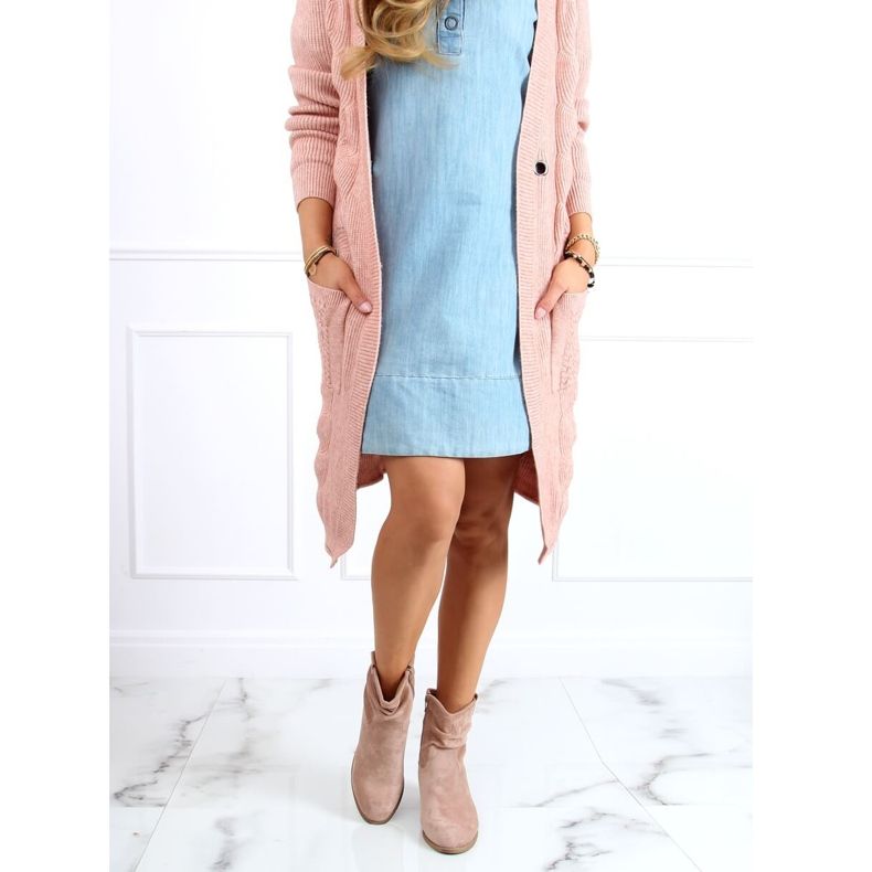 Botines de tacón bajo en beige y rosa Z1165 Khaki caqui 1