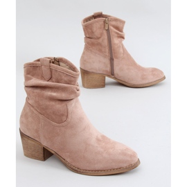 Botines de tacón bajo en beige y rosa Z1165 Khaki caqui 3