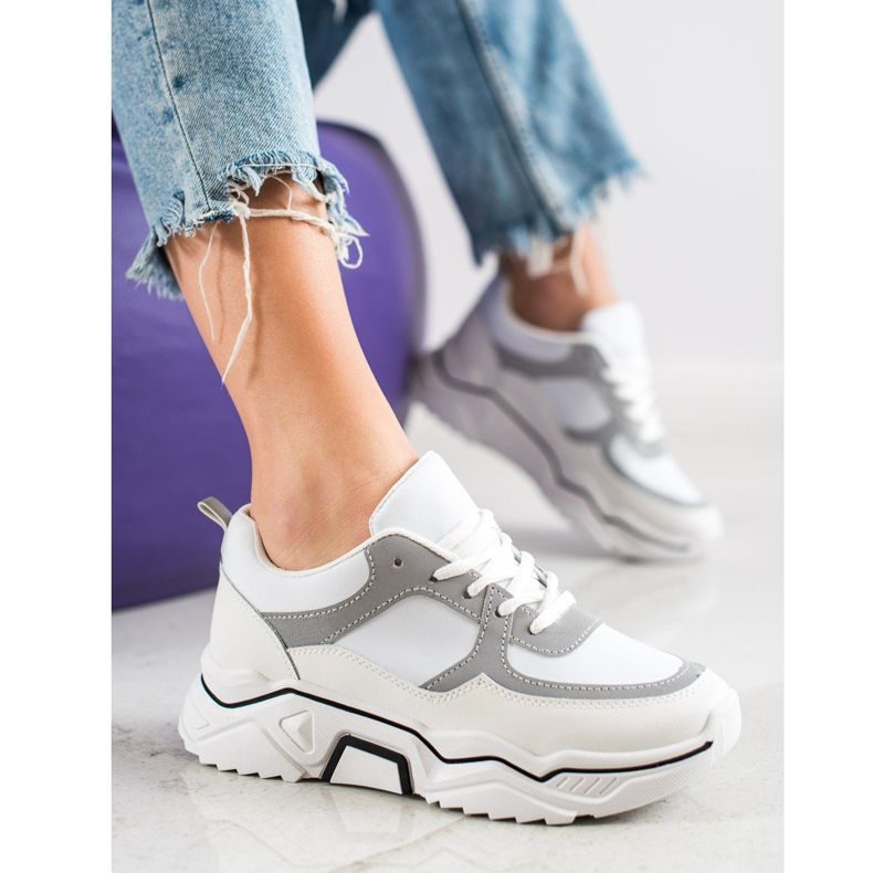 SHELOVET Zapatillas deportivas cómodas blanco gris multicolor 1