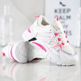 SHELOVET Zapatillas con inserto rosa blanco rosado 4