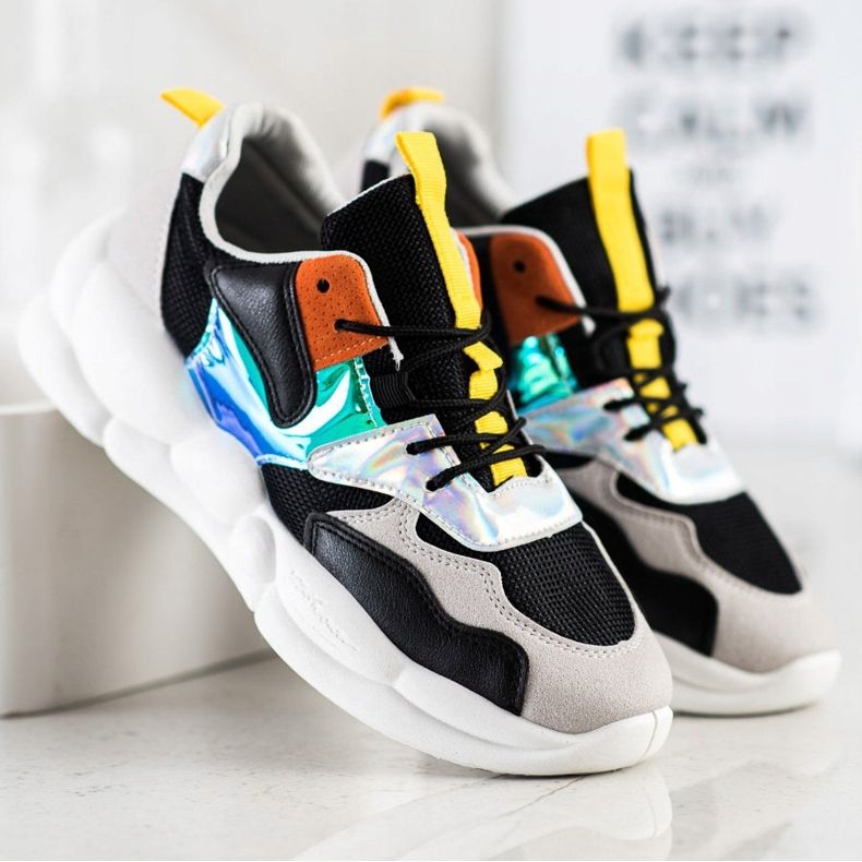 Bestelle Zapatillas en la plataforma de moda negro gris multicolor 1