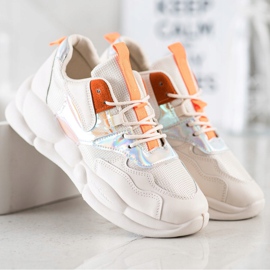 Bestelle Zapatillas en la plataforma de moda beige naranja 1