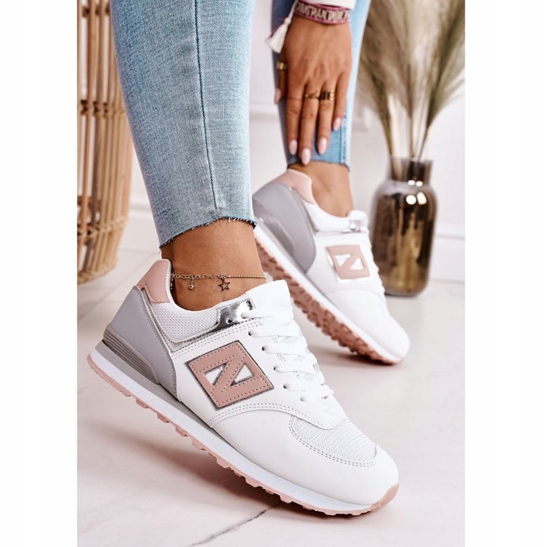 Calzado deportivo de mujer Sneakers Blanco y Rosa Last Minute gris 2