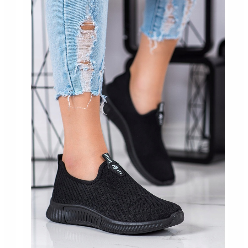 SHELOVET Cómodas zapatillas textiles negro 1