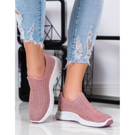 SHELOVET Slipons con cristales rosa 1
