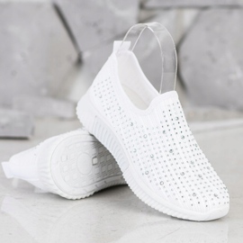 SHELOVET Slipons con cristales blanco 2