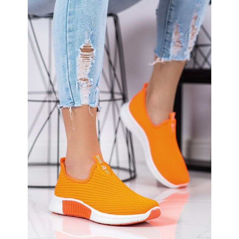 SHELOVET Cómodas zapatillas textiles naranja 1