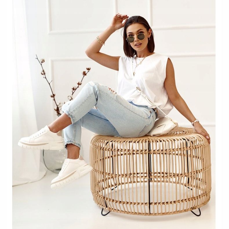 PS1 Zapatillas De Mujer En La Plataforma Blanca Y Beige Riri blanco 2