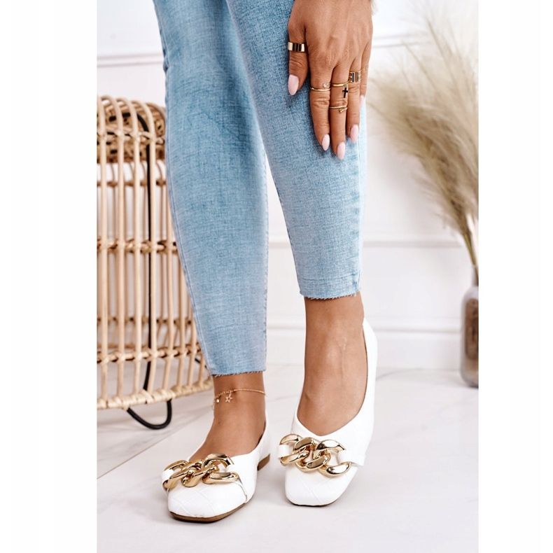 PS1 Bailarinas Acolchadas Elegantes Con Cadena Coco Blanca blanco 1 PS1 Bailarinas Acolchadas Elegantes Con Cadena Coco Blanca blanco 1