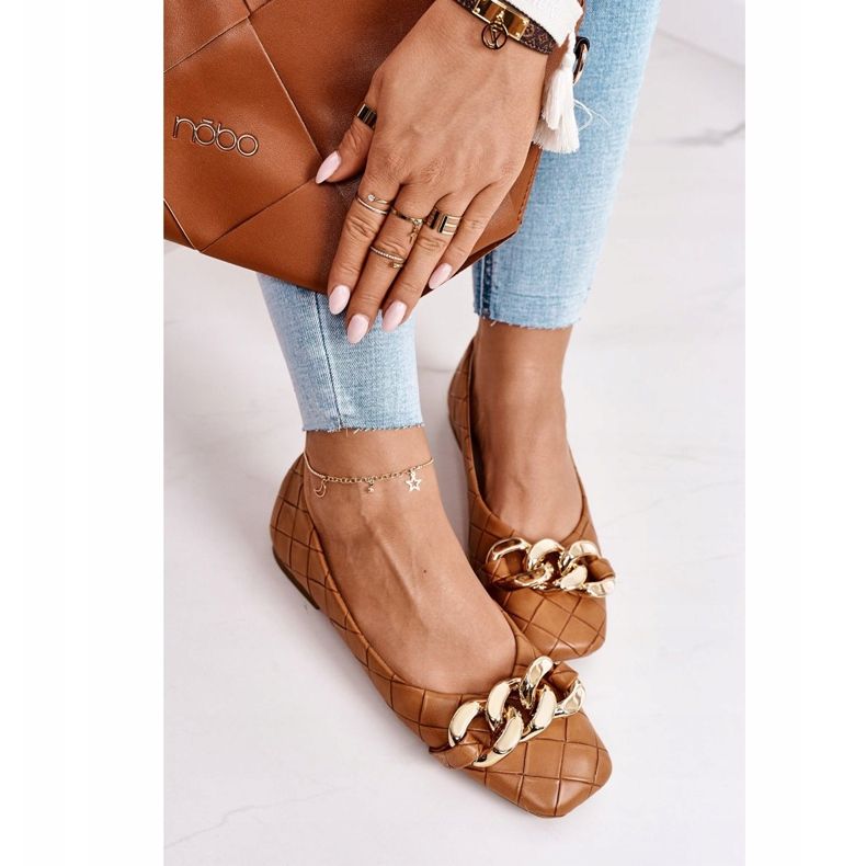 PS1 Bailarinas Acolchadas Elegantes Con Cadena Coco Camello marrón 2 PS1 Bailarinas Acolchadas Elegantes Con Cadena Coco Camello marrón 2