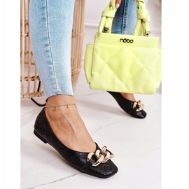 PS1 Elegantes Bailarinas Acolchadas Coco Negra Con Cadena negro 2