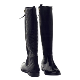 BM Botas negras acolchadas de charol para mujer 1800 negro 3 BM Botas negras acolchadas de charol para mujer 1800 negro 3