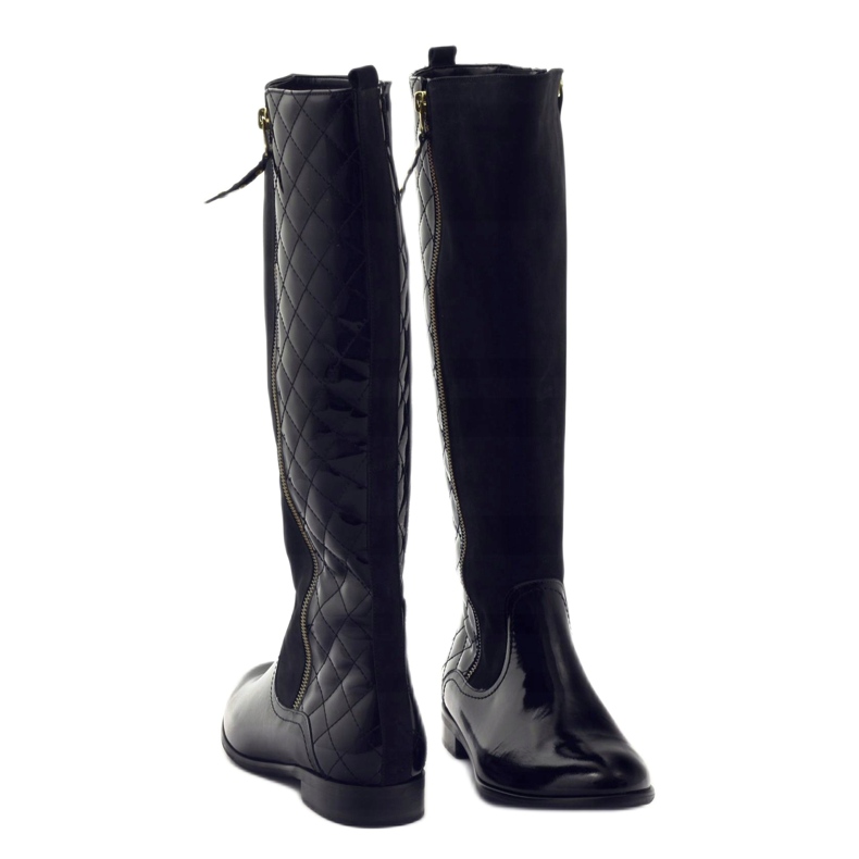 BM Botas negras acolchadas de charol para mujer 1800 negro 3 BM Botas negras acolchadas de charol para mujer 1800 negro 3