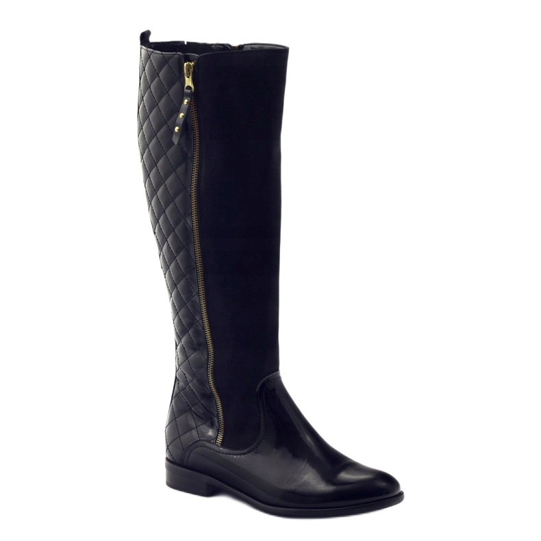 BM Botas negras acolchadas de charol para mujer 1800 negro 1 BM Botas negras acolchadas de charol para mujer 1800 negro 1
