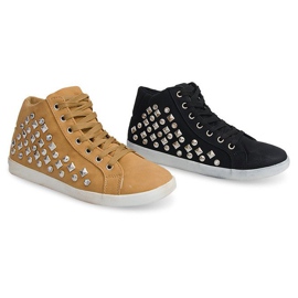 Zapatos deportivos High Sequins 8870 Camel marrón amarillo 4