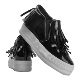 Zapatillas Lacadas Con Cuña KB-SQ-077 Negro 5