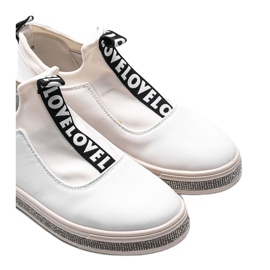 Zapatos deportivos blancos sin cordones de licra 1155-Y 5