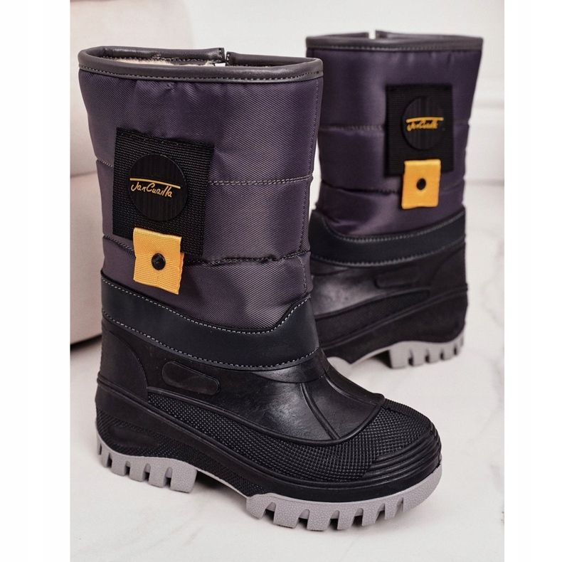 Apawwa Botas de nieve para niños calentadas con piel gris Rubbi púrpura multicolor 2