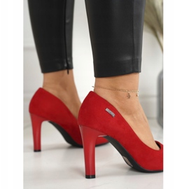 PJ1 Zapatos de tacón clásicos en un tacón Eliana de ante rojo 4