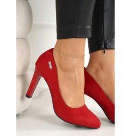 PJ1 Zapatos de tacón clásicos en un tacón Eliana de ante rojo 5