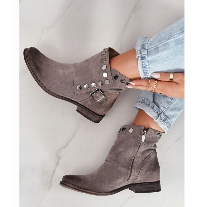 Exquisite Botas de Ante de Mujer con Hebilla Exquisitas 1198 Cappuccino marrón 1