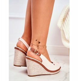 PS1 Sandalias Tommy Beige con tacón de cuña trenzado 4
