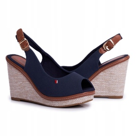 PS1 Sandalias azul marino de Tommy con tacón de cuña trenzado 2