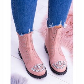 Botines de mujer Lu Boo con zirconia cúbica rosa empolvado Carrie rosado 5