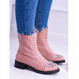 Botines de mujer Lu Boo con zirconia cúbica rosa empolvado Carrie rosado 4