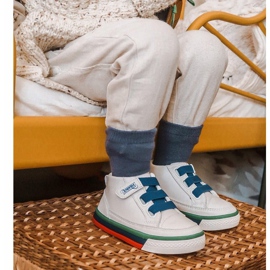 Apawwa Zapatillas altas para niños en blanco y azul marino Baxter ['blanco', 'azul marino'] 13