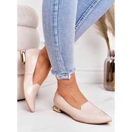 Mocasines De Mujer Con Tacones Dorados Laura Messi 2013 Beige 2