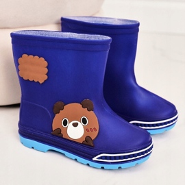 Botas de agua para niños con osito de peluche azul marino 2