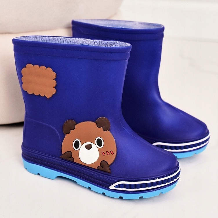 Botas de agua para niños con osito de peluche azul marino 2