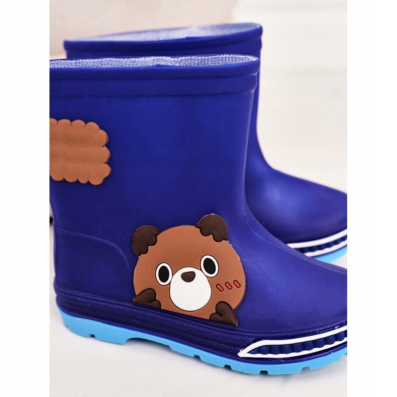 Botas de agua para niños con osito de peluche azul marino 1