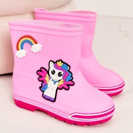 Chanclos rosas para niños con un poni rosado 2 Chanclos rosas para niños con un poni rosado 2