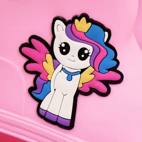 Chanclos rosas para niños con un poni rosado 1