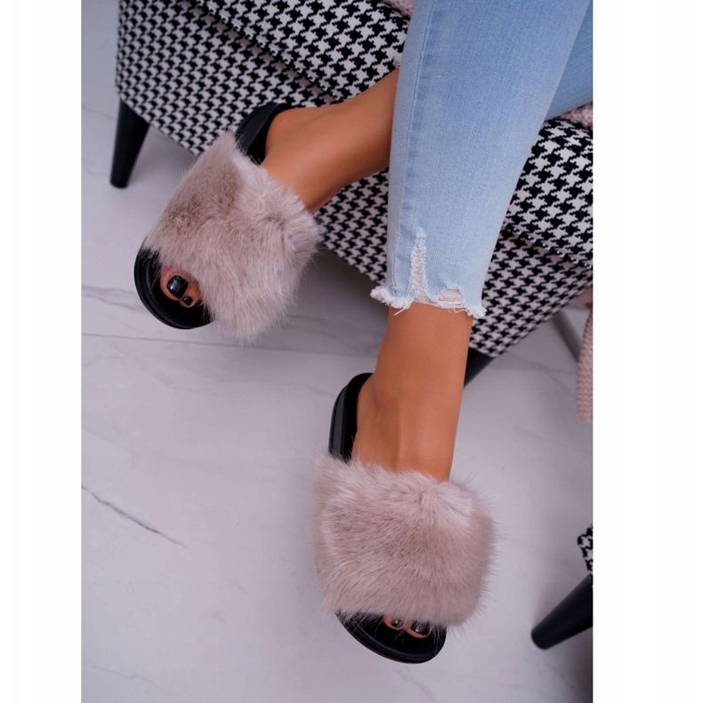 SEA Pantuflas de Mujer Beige con Piel NiceFur gris 2