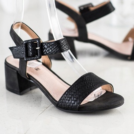 Kylie Sandalias de tacón trenzado negro 1
