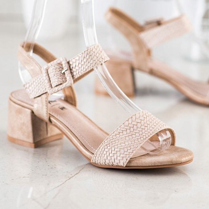 Kylie Sandalias de tacón trenzado marrón 1