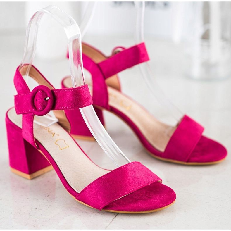 Sabatina Sandalias Fucsia Con Hebilla rosa 1
