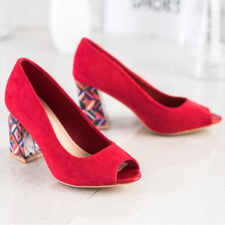 Sabatina Zapatos de salón con tacón estampado rojo 1
