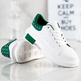 SHELOVET Zapatillas con tachuelas blanco verde 4