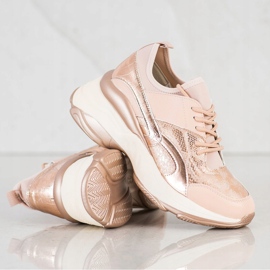 Bestelle Zapatillas de moda en la plataforma rosado dorado 2