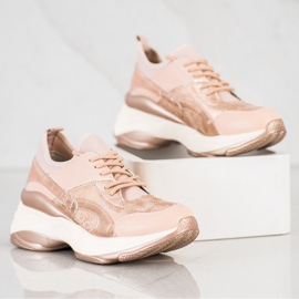 Bestelle Zapatillas de moda en la plataforma rosado dorado 3