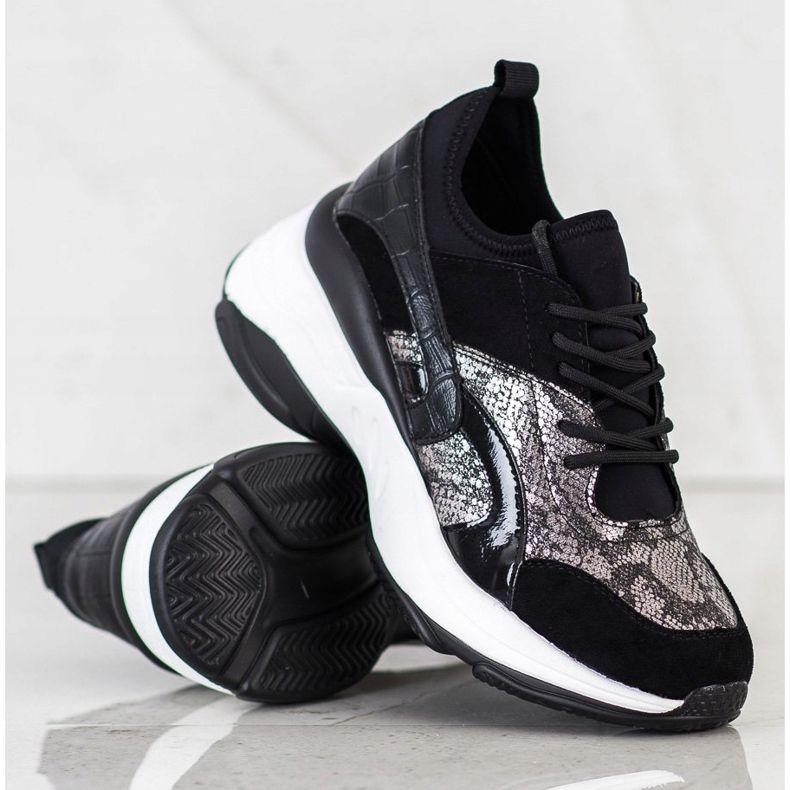 Bestelle Zapatillas de moda en la plataforma beige negro 1