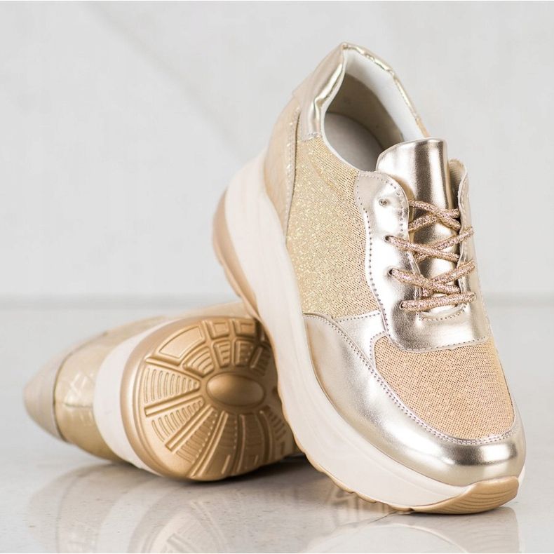 Bestelle Zapatillas doradas con purpurina beige dorado 2