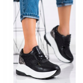Bestelle Zapatillas negras con purpurina negro plata 3